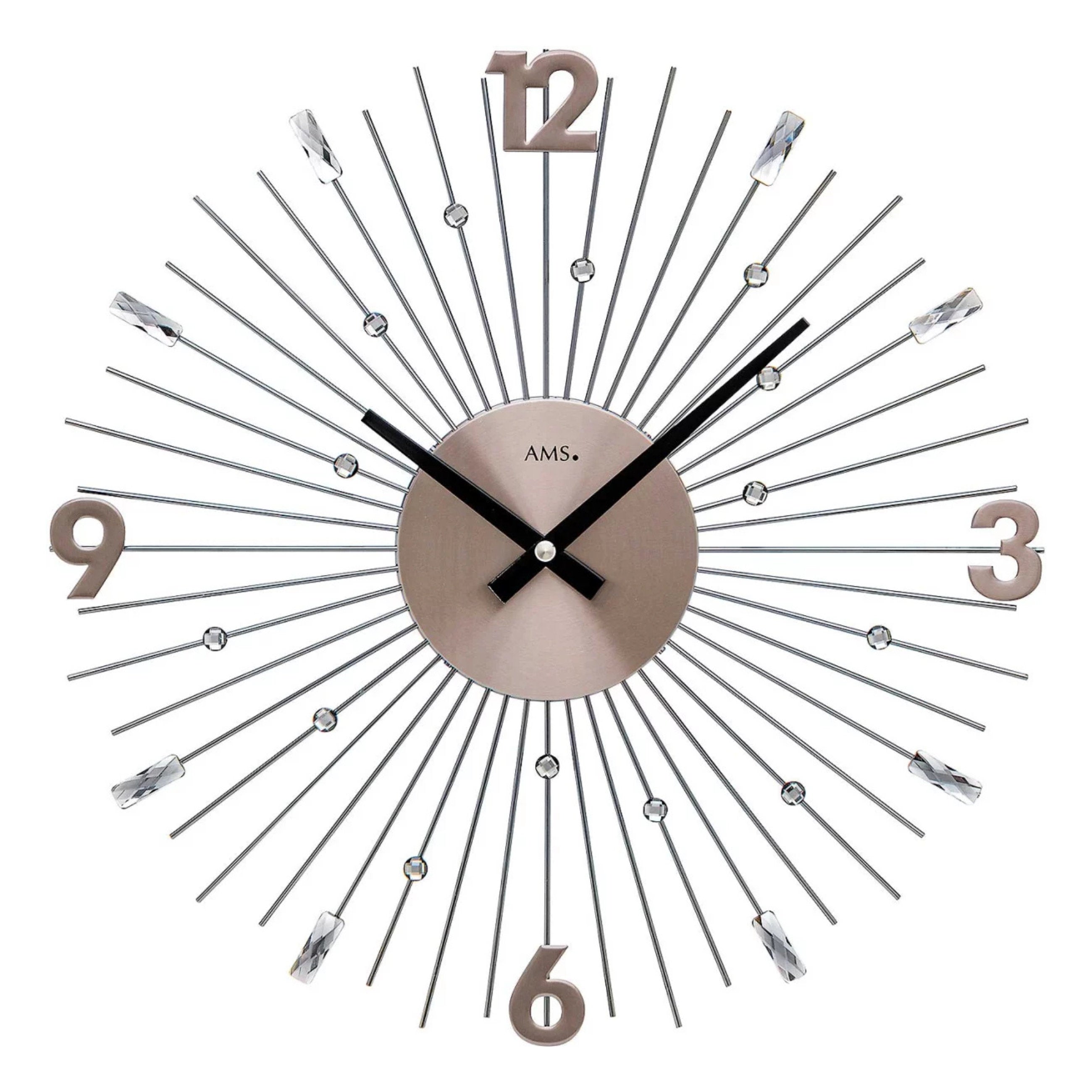 AMS W9654 Wanduhr mit anthrazitfarbenen Metallstäben