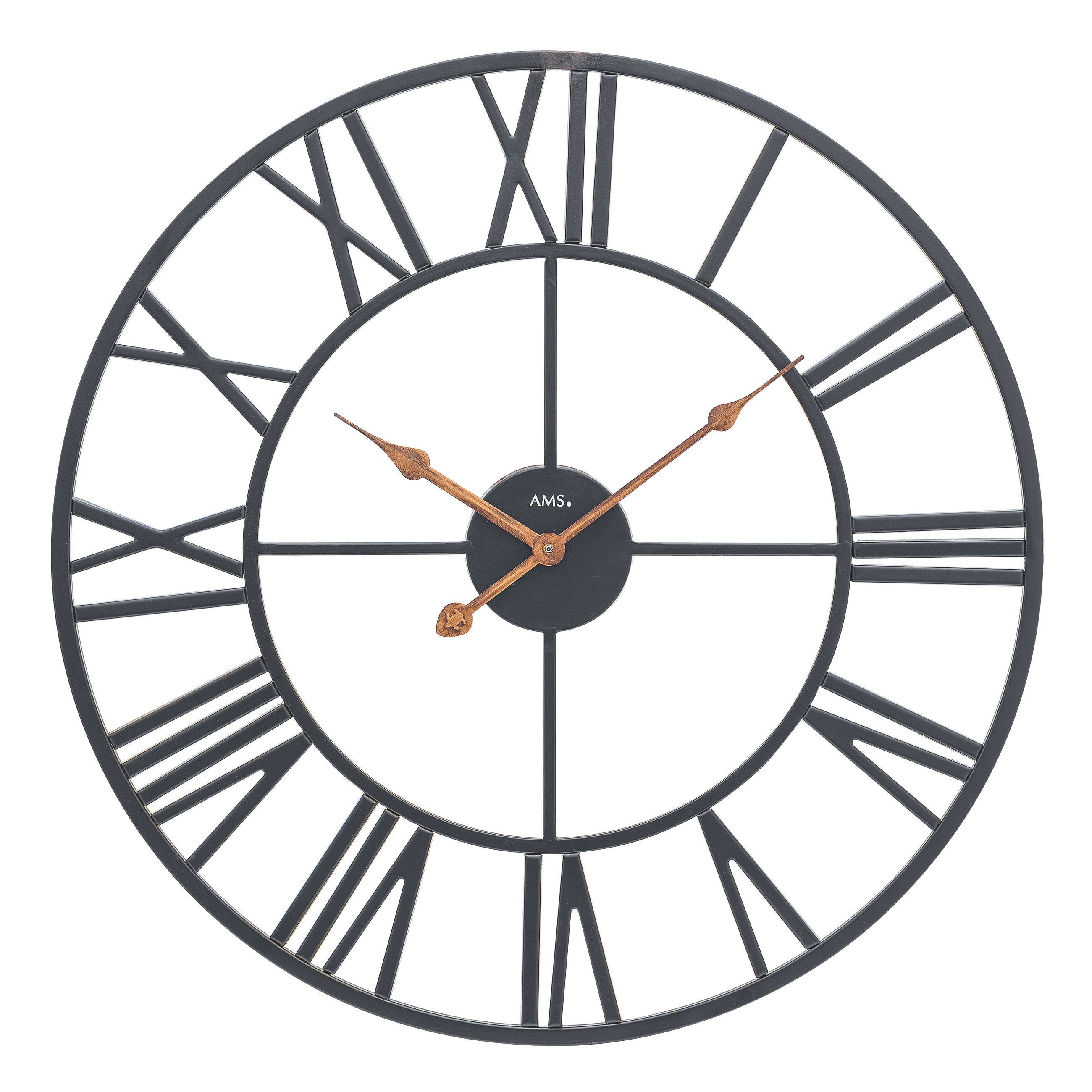 AMS W9685 Wanduhr mit Metallgehäuse und Metall-Zifferblatt