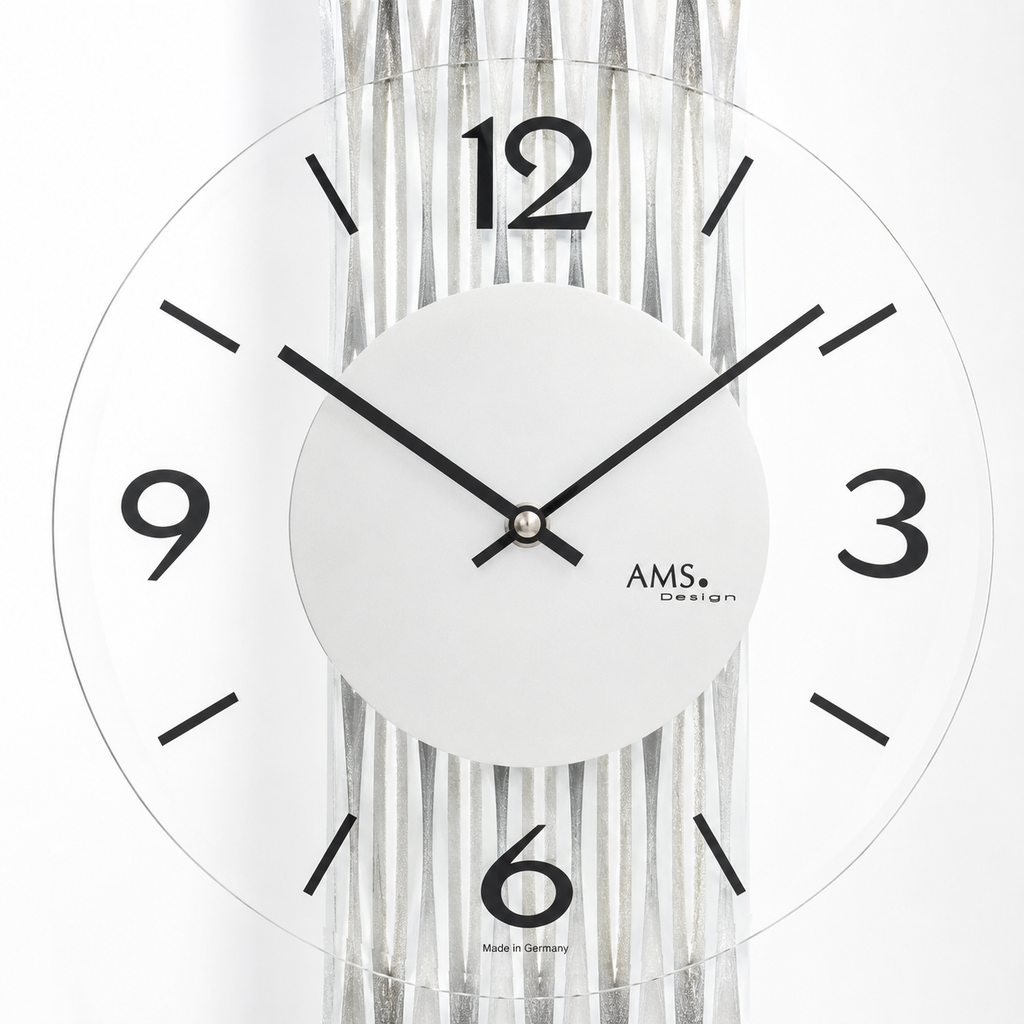 AMS W9694 Wanduhr mit feingefräster Rückwand in Silberoptik