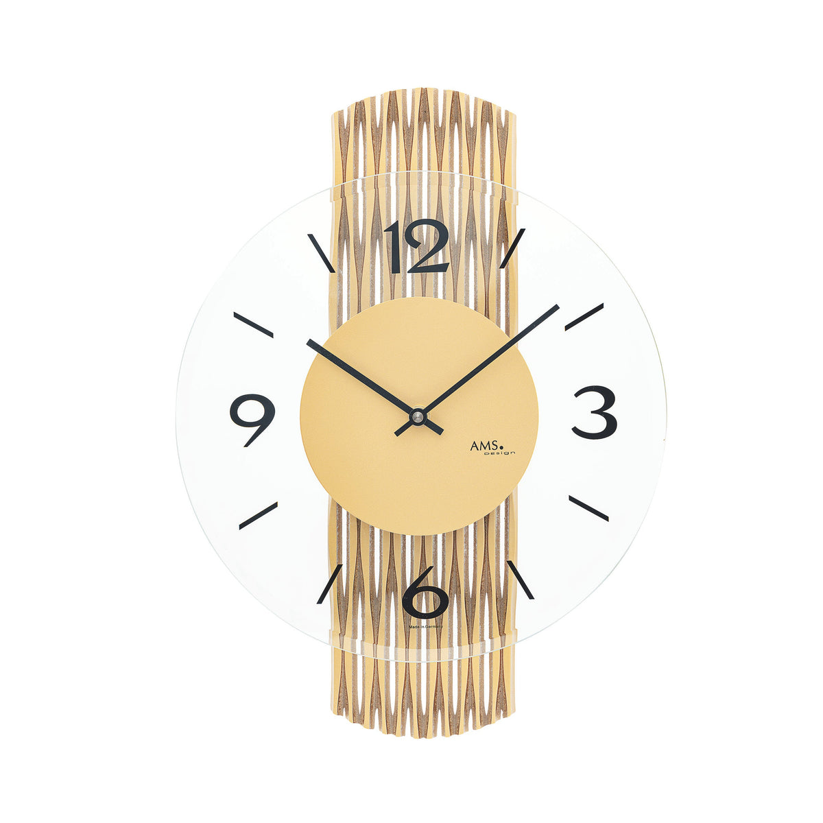 AMS W9695 Wanduhr mit feingefräster Rückwand in Messingoptik