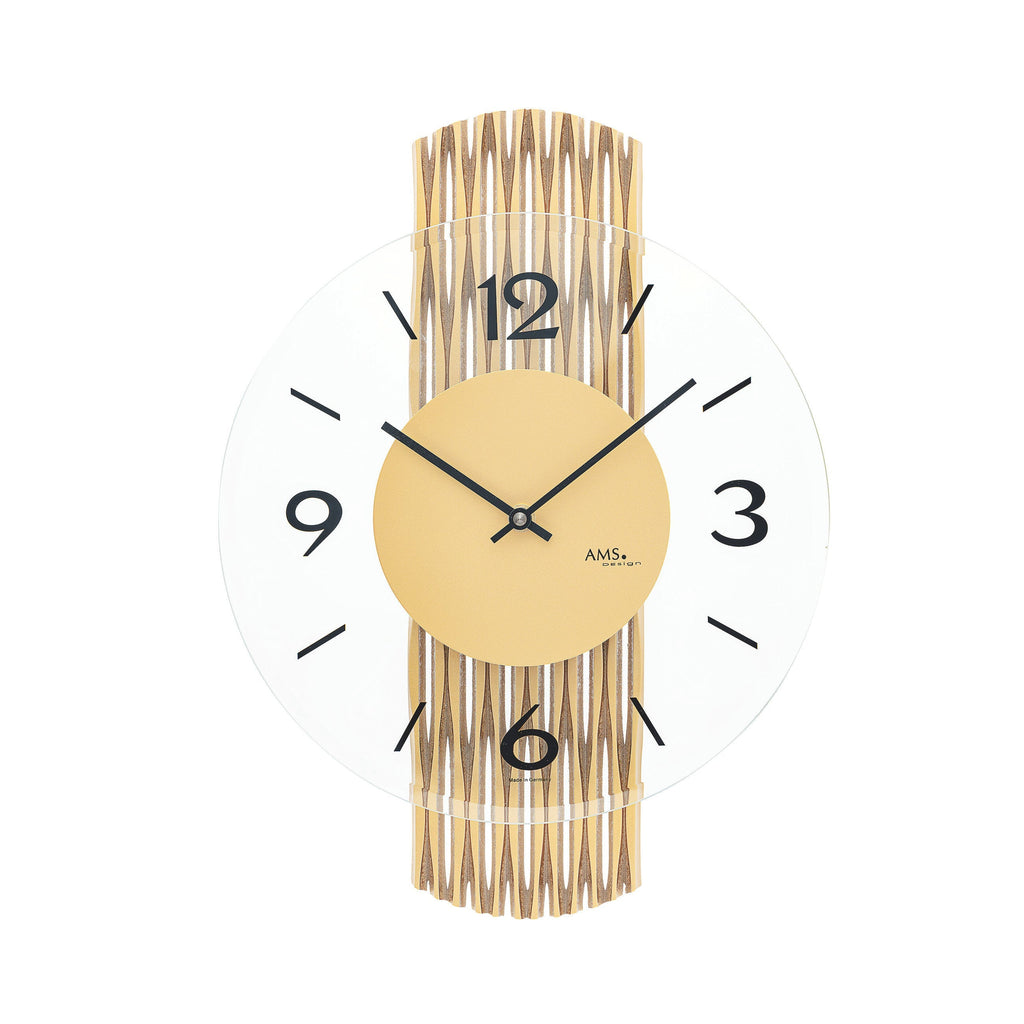 AMS W9695 Wanduhr mit feingefräster Rückwand in Messingoptik