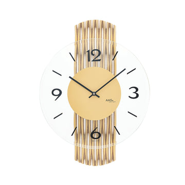AMS W9695 Wanduhr mit feingefräster Rückwand in Messingoptik