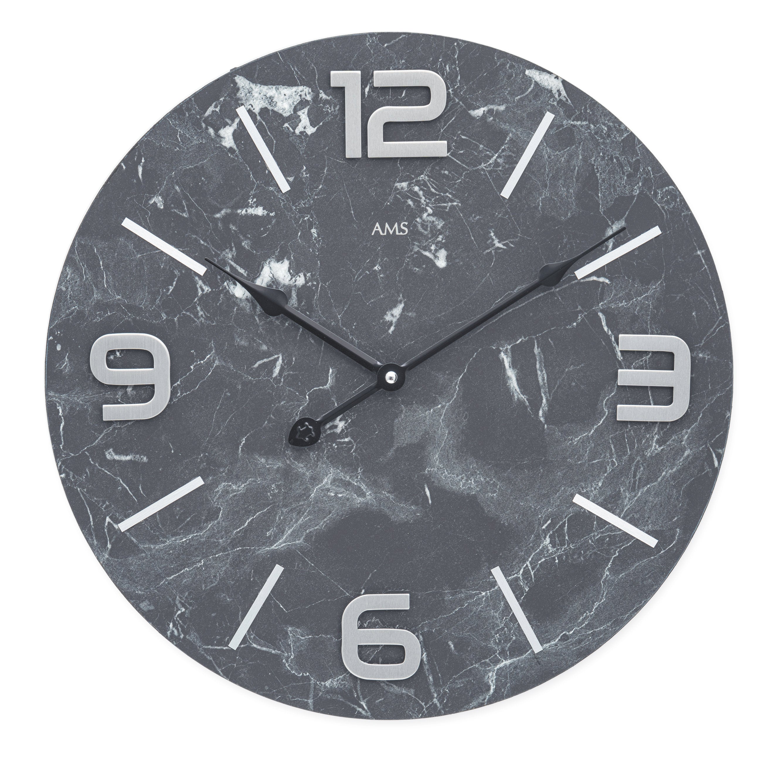 AMS W9707 Wanduhr mit Holzgehäuse und Metallziffern