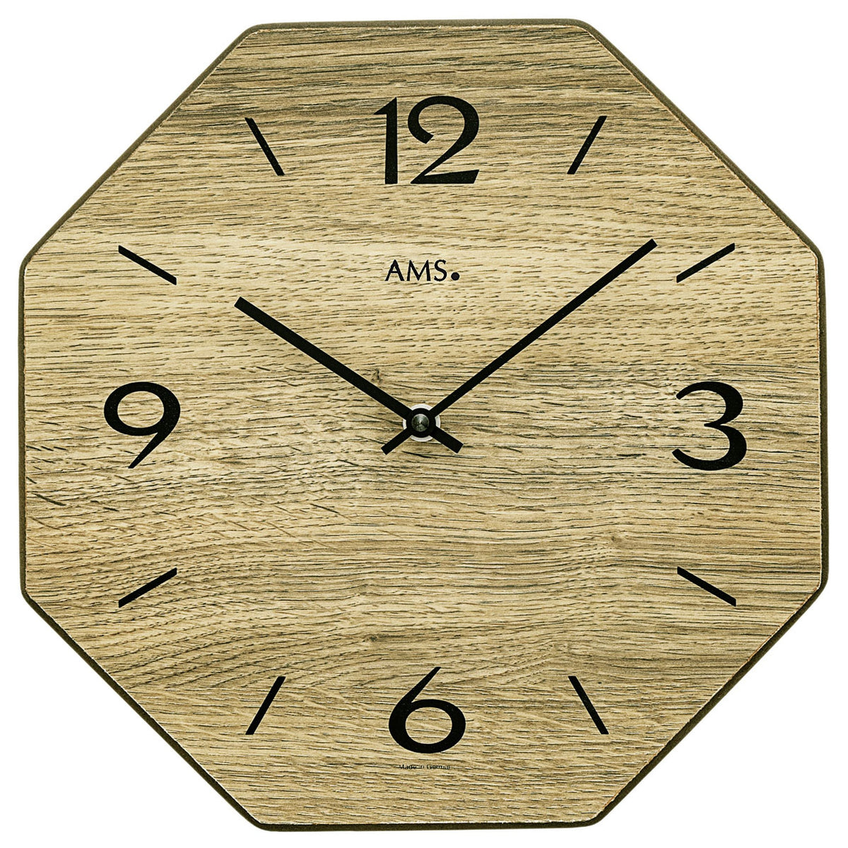 AMS W9714 Quarzuhr mit Holzgehäuse und bedrucktem Zifferblatt