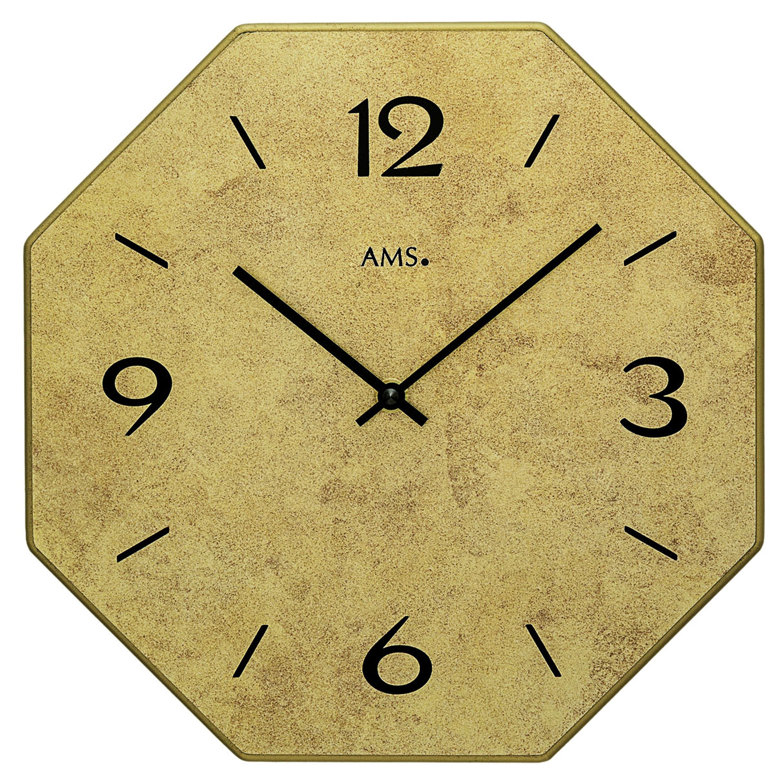 AMS W9715 Quarzuhr mit Holzgehäuse und Messingantik-Zifferblatt