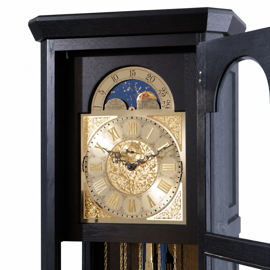 Astra Design AD210-04 Standuhr „Rheingold“ aus schwarzer Eiche