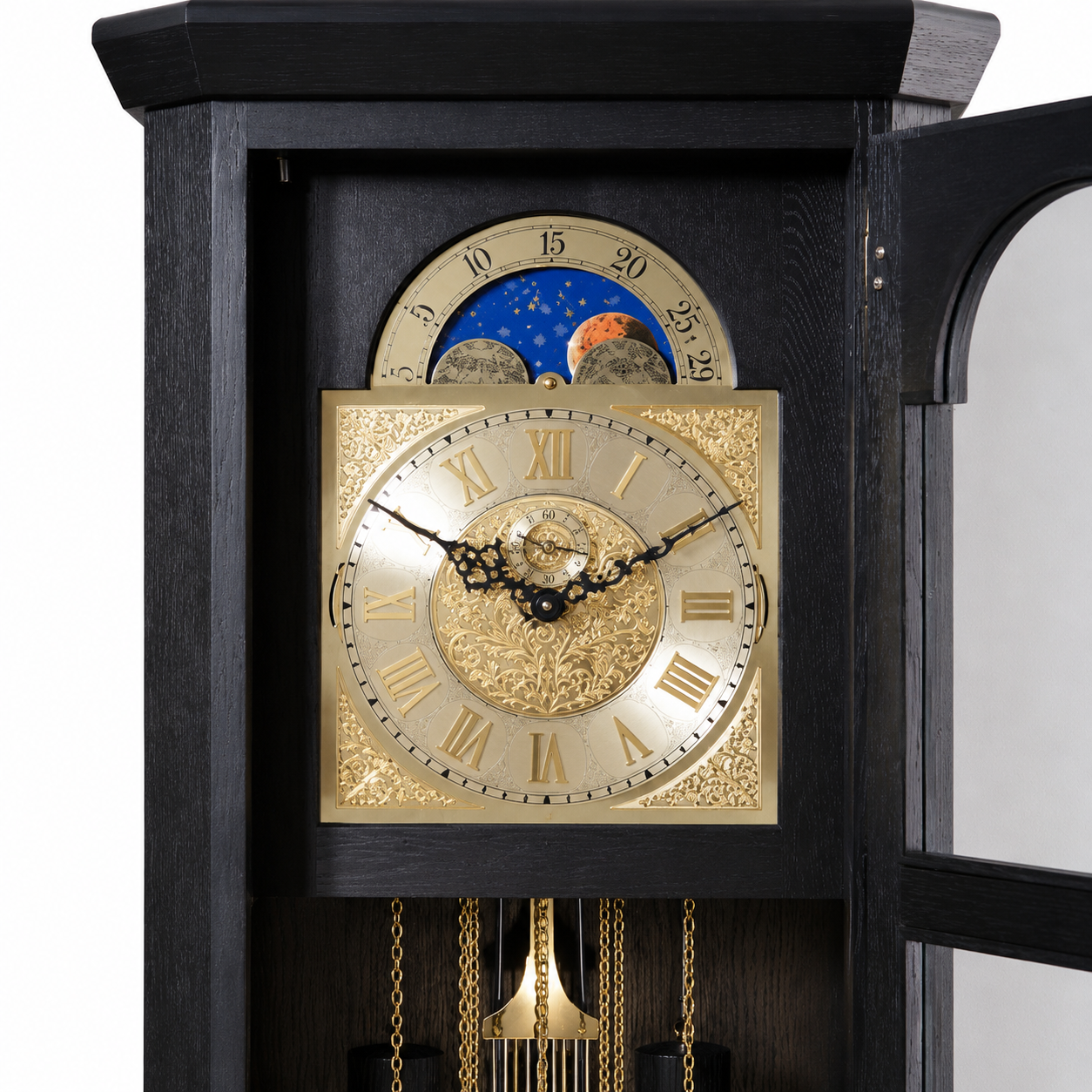 Astra Design AD210-04 Standuhr „Rheingold“ aus schwarzer Eiche