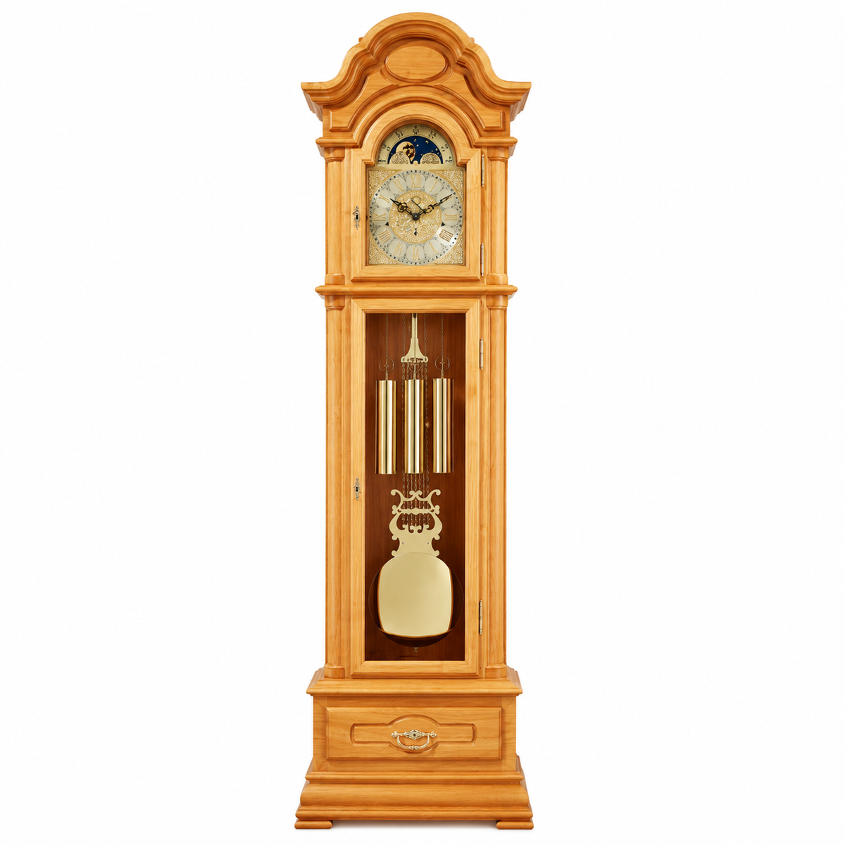 Astra Design AD210-06 Standuhr „Goldhain“ aus massivem Kirschholz