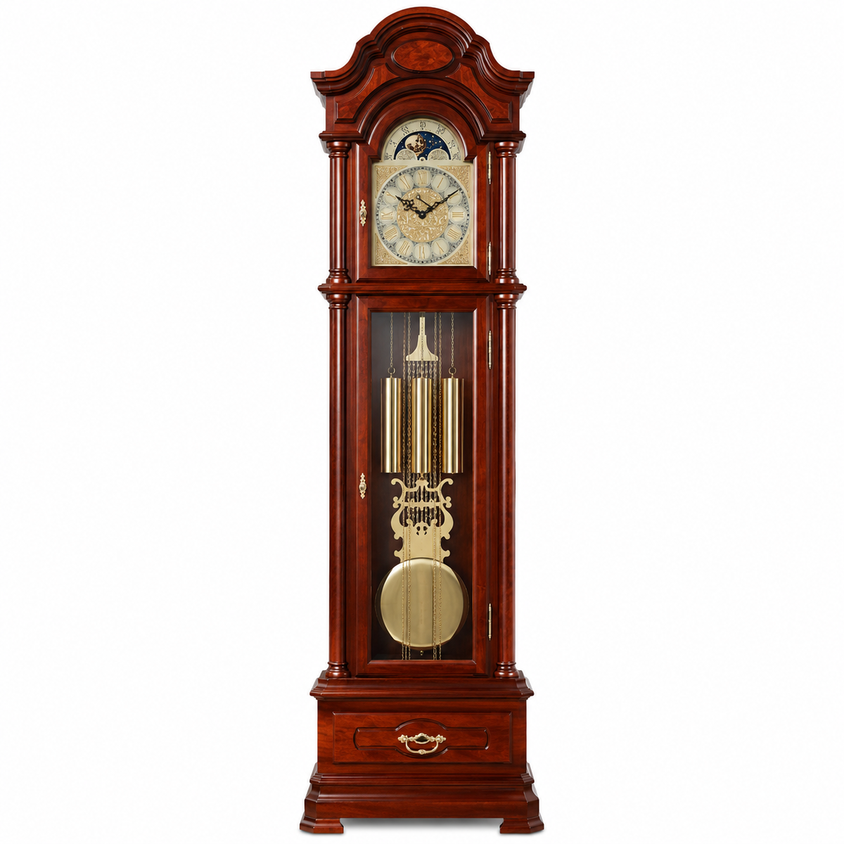 Astra Design AD210-09 Eckstanduhr „Rosenburg“ aus Nussbaum - wahlweise auch in Kirsche oder Eiche