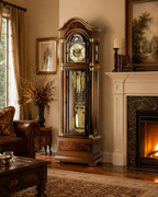 AMS S2069-1 Standuhr mit Nussbaum-Massivholzgehäuse und mechanischem Kettenzugwerk