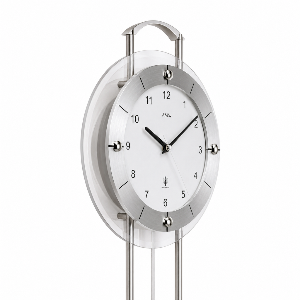 AMS F5254 Pendel-Funkwanduhr mit lackierten Metallstäben