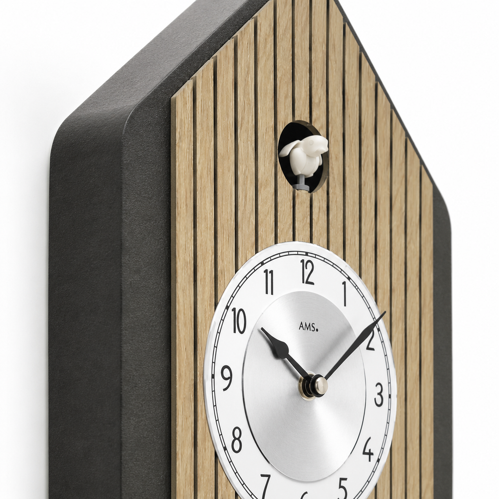 AMS W7494 Kuckucksuhr mit blauem Vogel-Design und Quarz-Pendelwerk