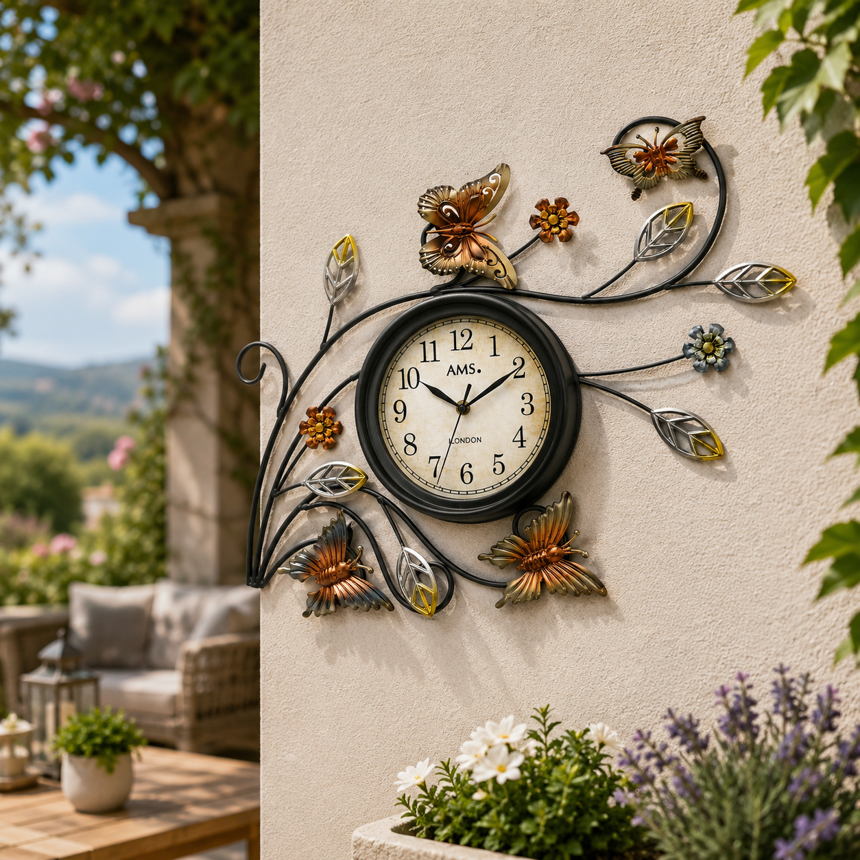 AMS W9446 Wanduhr mit wetterfestem Metallgehäuse für Außenbereiche