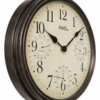 AMS W9463 Wanduhr mit Metallgehäuse und Raumklimaanzeige