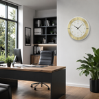 AMS F5850 Funkwanduhr mit facettiertem Mineralglas und messinglackiertem Aluminium