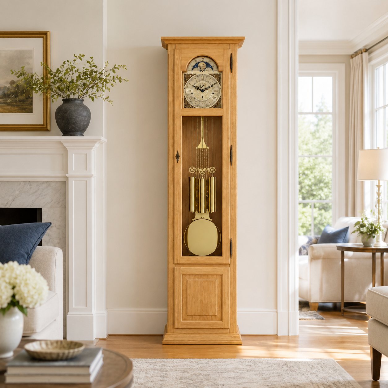 Astra Design AD210-01E Standuhr „Aurelia“ aus massiver Eiche - wahlweise auch in Buche und Kirsche