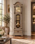 Astra Design AD210-02GB Standuhr „Residenz“ in Greige matt und dunklen Bronze aus massiver Eiche