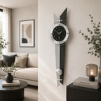 AMS F5253 Pendel-Funkwanduhr mit Holzrückwand und Aluminium-Applikationen