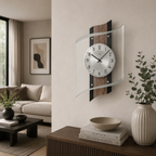 AMS F5519 Funkwanduhr mit Fossilstruktur-Aluminium-Veredelung