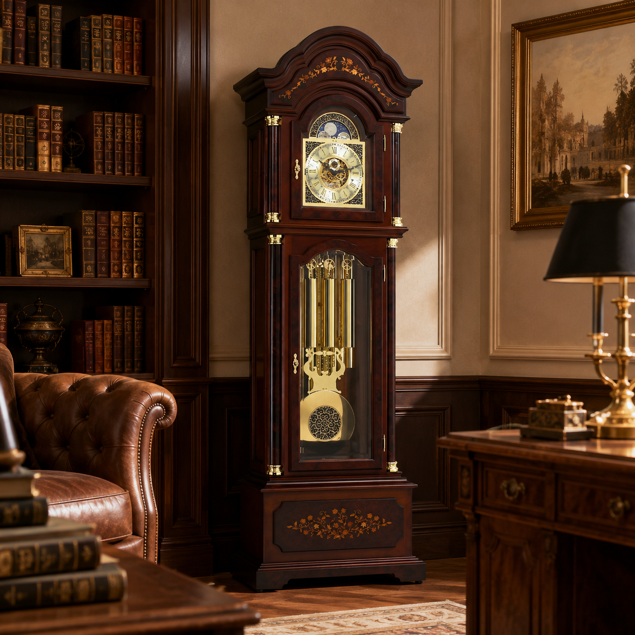 Hermle 01210-031171 Standuhr Modell: Berlin in Nussbaum mit 3 Melodien