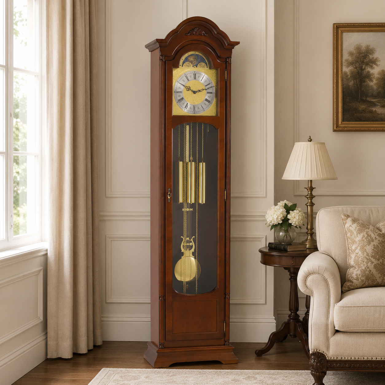 Hermle 01231-030451 Standuhr Atherton Nussbaum