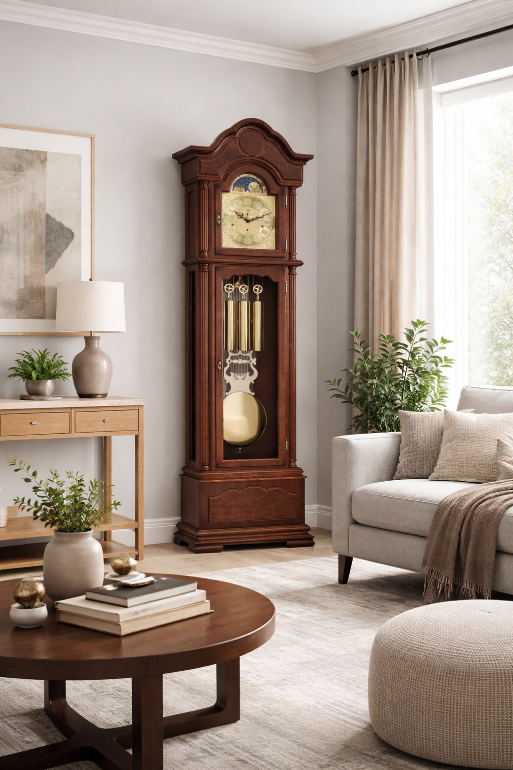 Hermle 01093-031161 Standuhr Temple Nussbaum