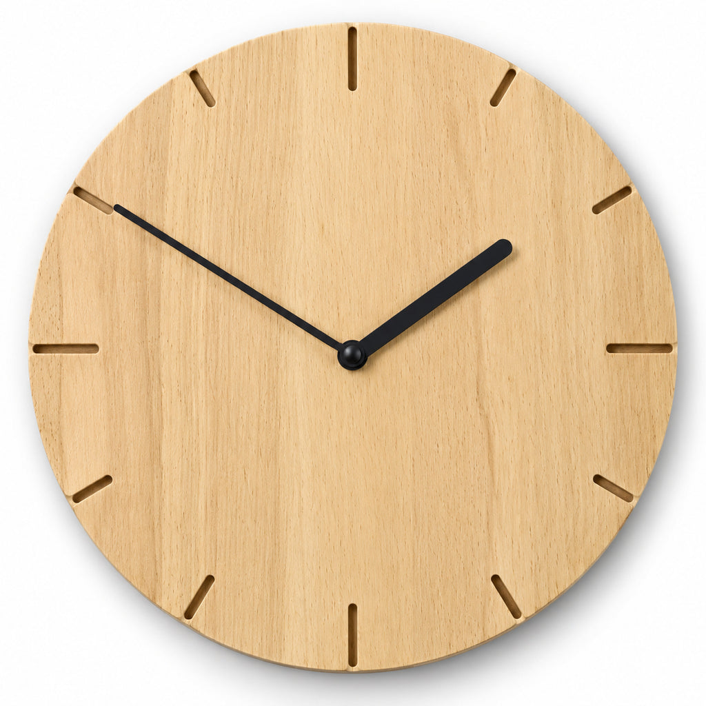 Natuhr F4002B Solide Funkwanduhr aus Massivholz Buche