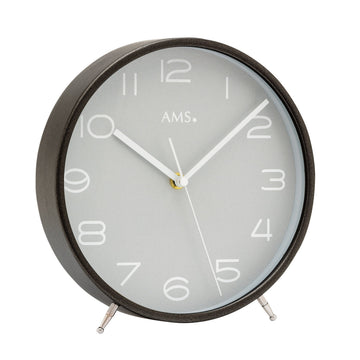 Standuhren.com 🕰️ AMS F5120 Funk-Tischuhr mit anthrazitfarbenem Holzgehäuse, Mineralglas und modernem Design