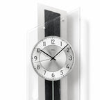 Standuhren.com 🕰️ AMS Funkwanduhr mit Pendel, Aluminium-Zifferblatt, Schiefer-Auflage und geschwungenem Mineralglas.