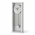 Standuhren.com 🕰️ AMS F5280 moderne Funk-Pendelwanduhr aus silbernem Aluminium mit Mineralglas und klarem Zifferblatt