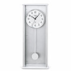 Standuhren.com 🕰️ AMS F5280 Funkwanduhr mit Pendel, silbernes Aluminiumgehäuse und weißem Zifferblatt unter Mineralglas