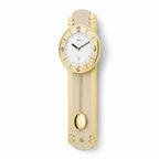 Standuhren.com 🕰️ AMS F5293 Funk-Pendelwanduhr aus Holz mit eleganten Messing-Elementen und weißem Zifferblatt