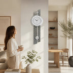 Standuhren.com 🕰️ AMS F5306 Funk-Pendelwanduhr mit Holz, Stein-Optik und Aluminium in modernem Wohnraum