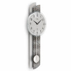 Standuhren.com 🕰️ AMS F5322 Funk-Pendelwanduhr mit modernem silberfarbenem Holzgehäuse, Aluminium-Elementen und Mineralglas