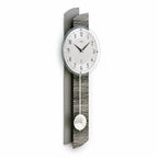 Standuhren.com 🕰️ AMS F5323 Funkwanduhr mit Pendel, Holzgehäuse in Steinoptik, Aluminium-Zifferblatt und Mineralglas