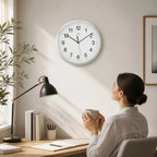 Standuhren.com 🕰️ AMS F5524 Funkwanduhr mit gebürstetem Aluminiumgehäuse und Mineralglas in modernem Wohnzimmer