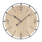 Standuhren.com 🕰️ AMS Wanduhr W9616so mit hellem Sonoma-Holz Zifferblatt und modernem, dunklem Metallring