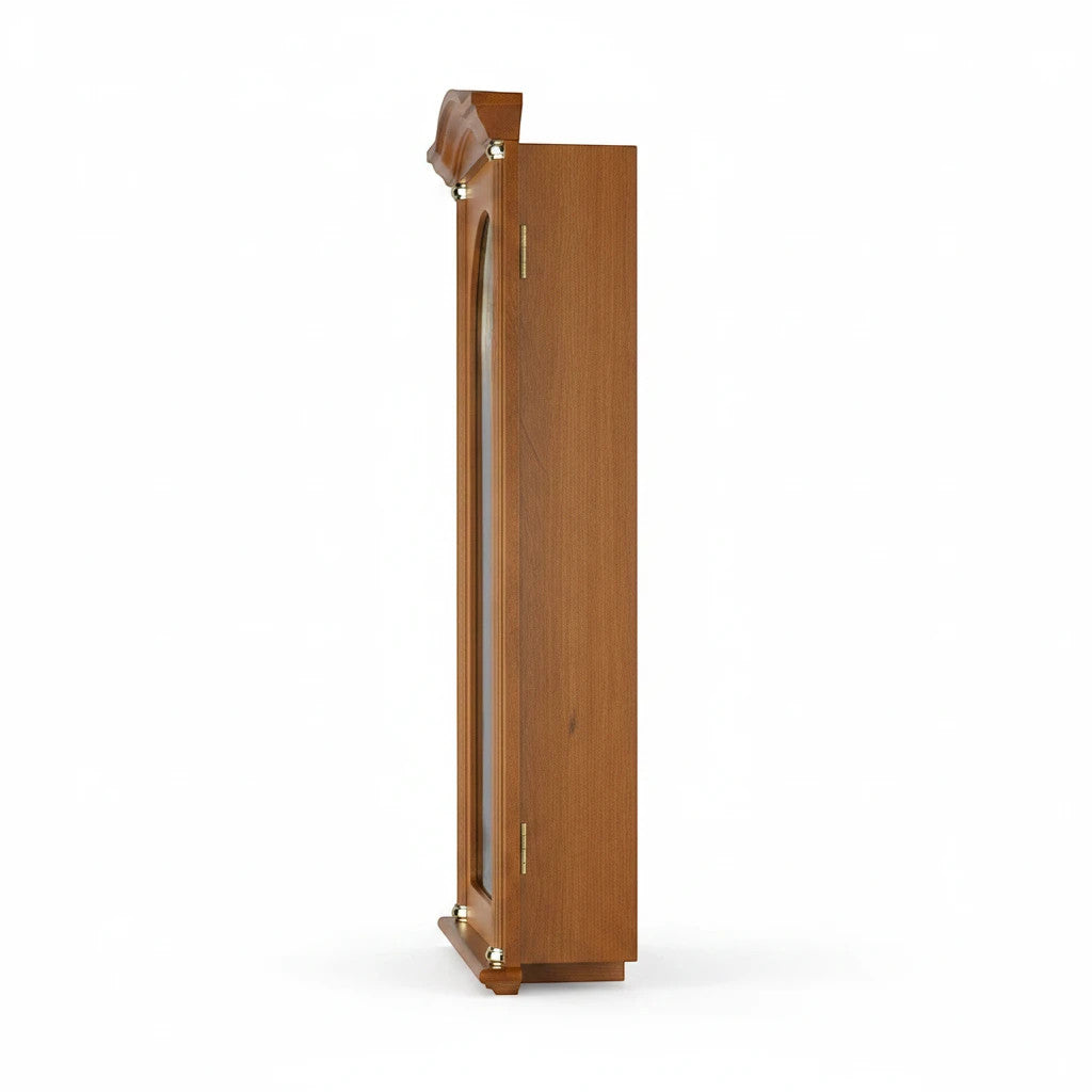 Standuhren.com 🕰️ AMS F5014-9 Pendel-Funkwanduhr aus kirschbaumlackiertem Holz in Seitenansicht