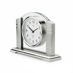 Standuhren.com 🕰️ AMS F5142 Funk-Tischuhr aus gebürstetem silbernem Metall mit Mineralglas und modernem Design.