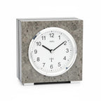 Standuhren.com 🕰️ AMS F5156 Funk-Tischuhr mit grauem Steingehäuse, Aluminium-Akzenten und weißem Zifferblatt