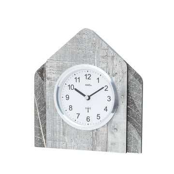 Standuhren.com 🕰️ AMS Funk-Tischuhr mit Holzgehäuse, Natur-Blatt-Design und funkelnden Swarovski-Kristallen