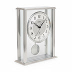 Standuhren.com 🕰️ AMS F5190 Funk-Tischuhr mit silbernem Metallgehäuse, Mineralglas und Pendel in modernem Design