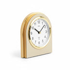 Standuhren.com 🕰️ AMS F5197 Funk-Tischuhr mit Holzgehäuse, goldener Messingauflage und weißem Zifferblatt