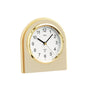 Standuhren.com 🕰️ AMS F5197 Funk-Tischuhr mit elegantem Holzgehäuse, goldfarbener Messingauflage und Mineralglas