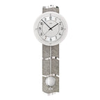 Standuhren.com 🕰️ AMS F5216 Funk-Pendelwanduhr mit geschwungener Naturstein-Rückwand und modernem Aluminium-Zifferblatt