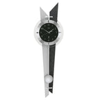 Standuhren.com 🕰️ AMS F5253 Funk-Pendelwanduhr mit Holzrückwand in Schieferoptik und modernen Aluminium-Elementen