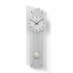 Standuhren.com 🕰️ AMS F5261 moderne Funk-Pendelwanduhr mit silberlackierter Holzrückwand und Mineralglas