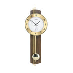 Standuhren.com 🕰️ AMS Funk-Pendeluhr mit Nussbaum-Holzrückwand, goldenem Aluminium-Zifferblatt und Mineralglas.