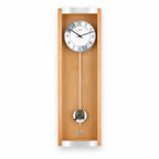 Standuhren.com 🕰️ AMS Pendel-Funkwanduhr aus hellem Buchen-Massivholz mit Aluminium-Zifferblatt und Pendel