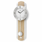 Standuhren.com 🕰️ AMS F5291 Funk-Pendelwanduhr in heller Sonoma-Holzoptik mit modernem Aluminium-Design